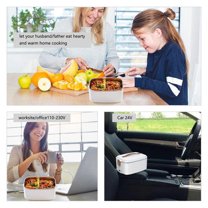 Electric 3-in-1 Portable Lunch Box With Heated Insulated Bag And Cutlery