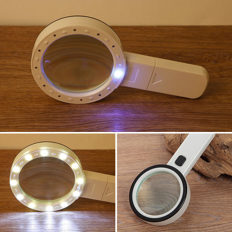 30x Optical Magnifier With 12 LED Lights For Reading Aid