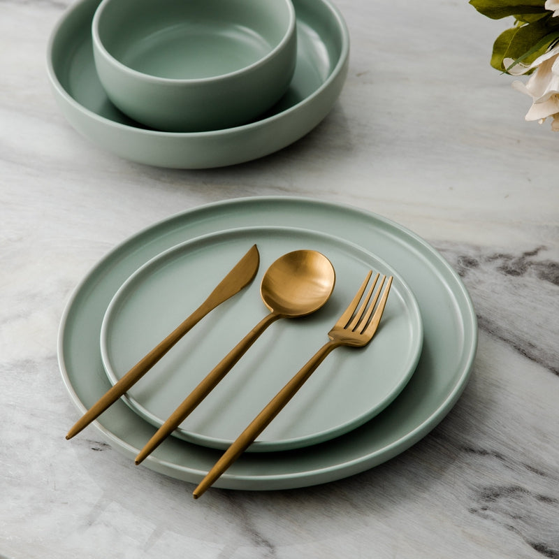 Minimalist Matte Gold Stainless Steel Cutlery Set