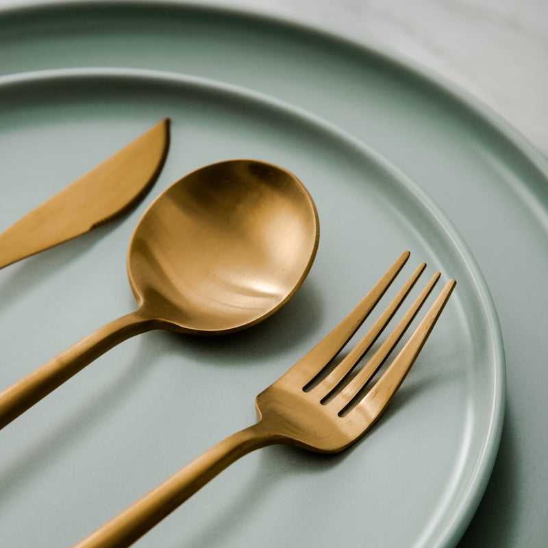 Minimalist Matte Gold Stainless Steel Cutlery Set
