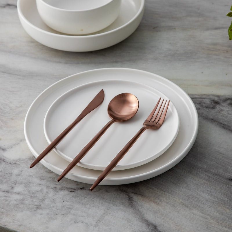 Minimalist Matte Gold Stainless Steel Cutlery Set