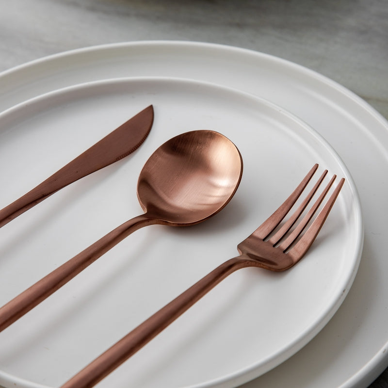 Minimalist Matte Gold Stainless Steel Cutlery Set