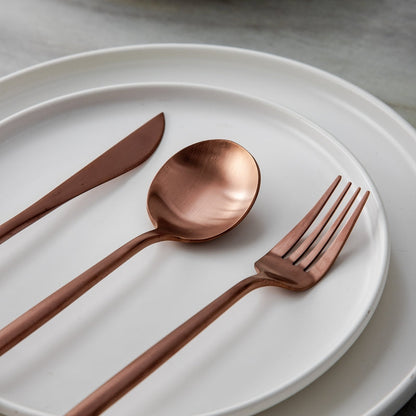 Minimalist Matte Gold Stainless Steel Cutlery Set