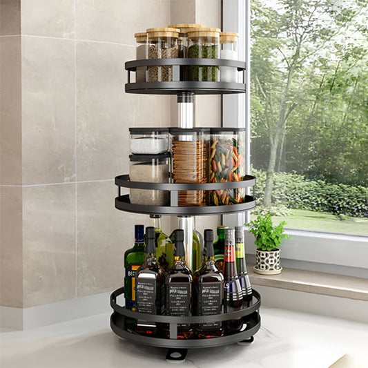 3-Tier Rotating Metal Organizer with 360-Degree Swivel for Storage