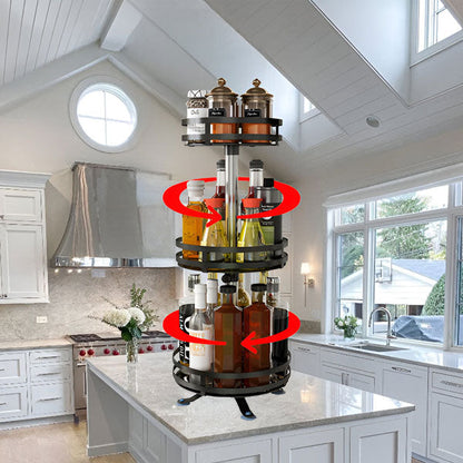 3-Tier Rotating Metal Organizer with 360-Degree Swivel for Storage