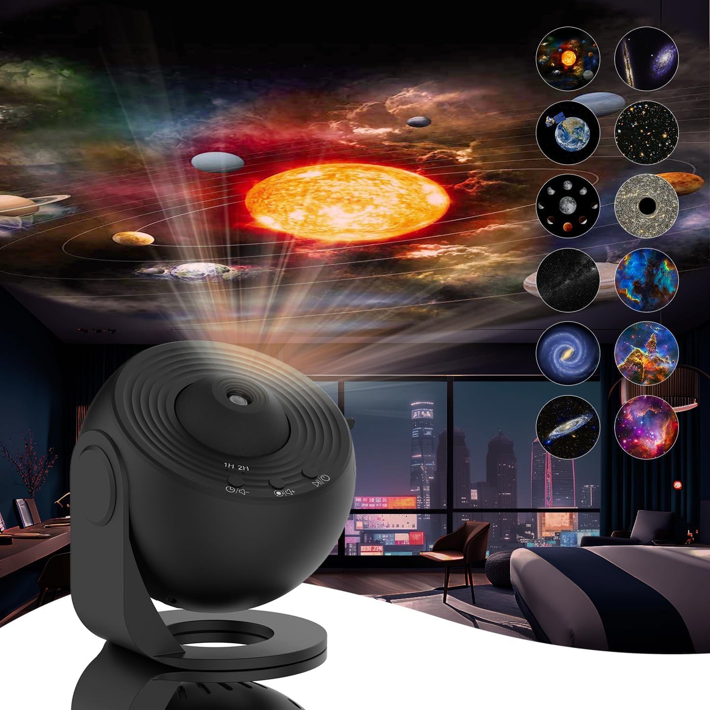 360° Galaxy Star Projector with 12 Effects for Relaxation and Sleep