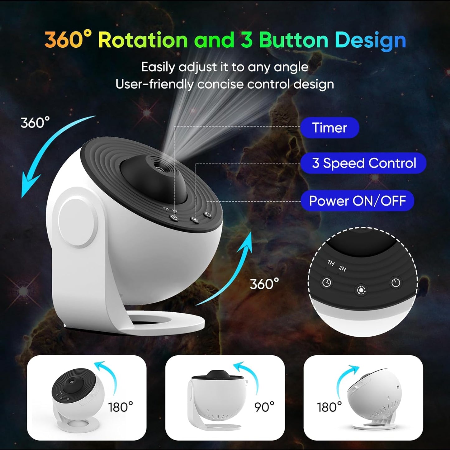360° Galaxy Star Projector with 12 Effects for Relaxation and Sleep