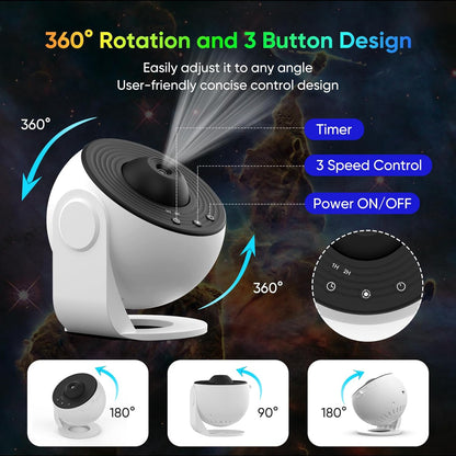 360° Galaxy Star Projector with 12 Effects for Relaxation and Sleep