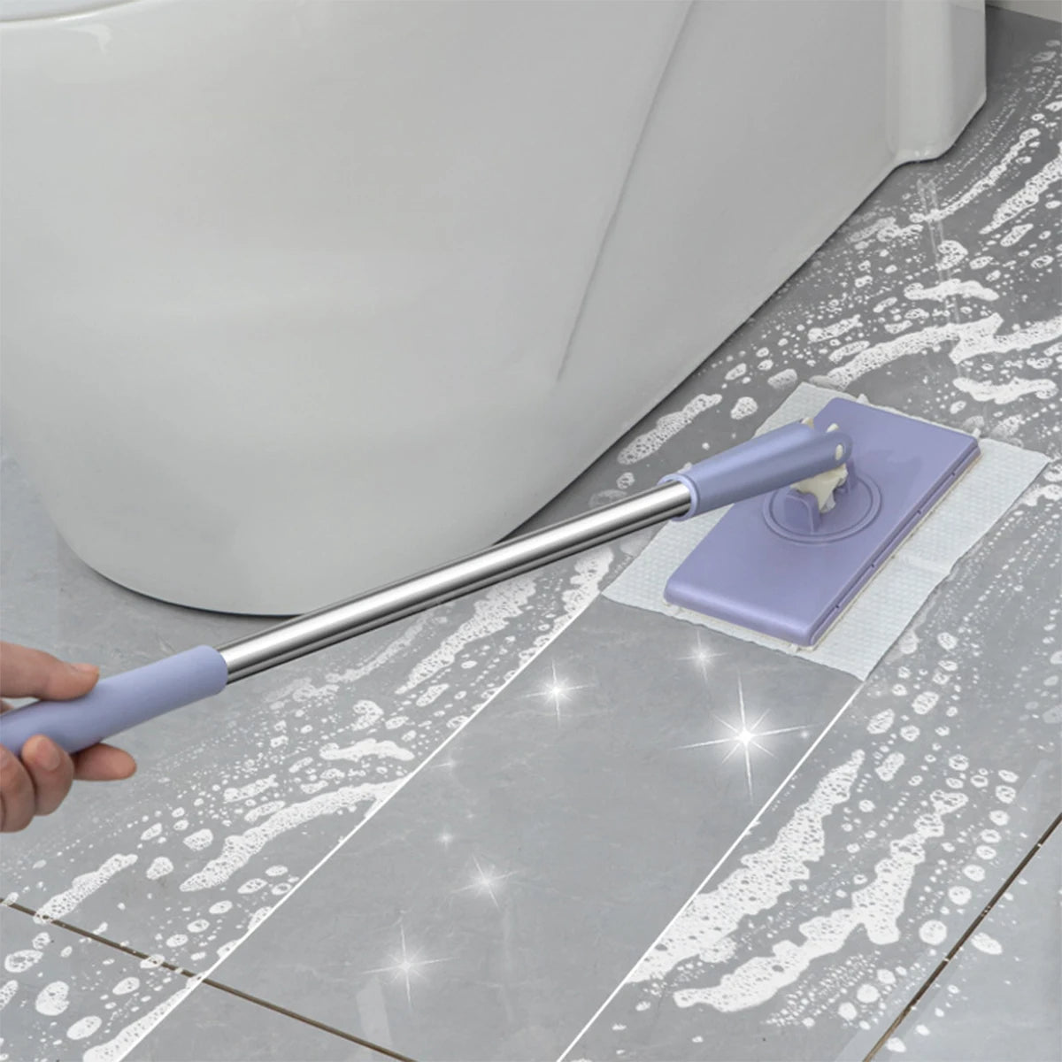 360° Rotating Mop with Wide Flat Head and Flexible Swivel Handle