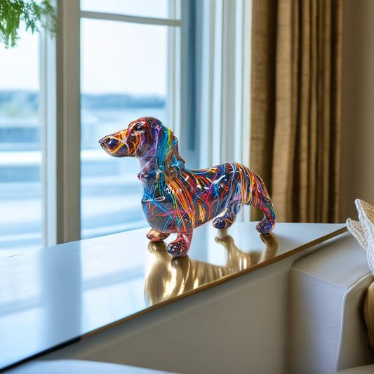 Colorful Dachshund Statue Decorative Dog Figurine for Home Decor