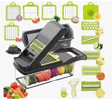 18-in-1 Multi-Function Vegetable Slicer with Safety Grip and Container