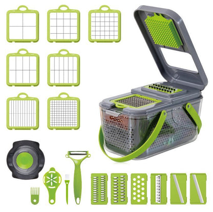 18-in-1 Multi-Function Vegetable Slicer with Safety Grip and Container