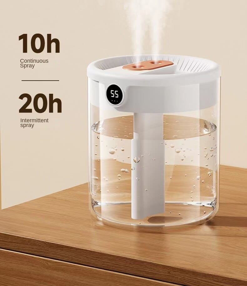 2L Dual Mist Air Humidifier with USB Power and Digital Display