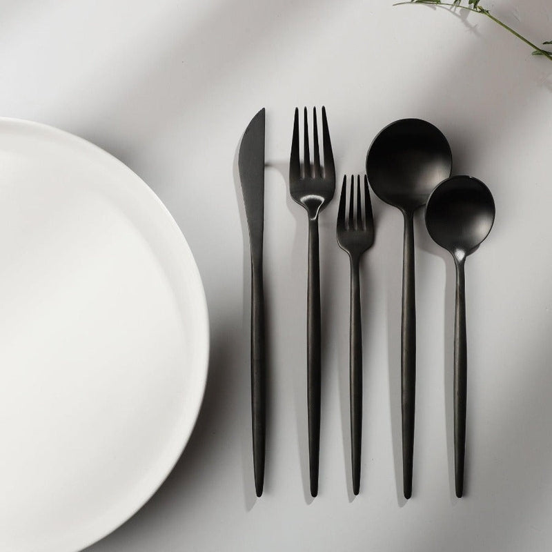 Minimalist Matte Gold Stainless Steel Cutlery Set
