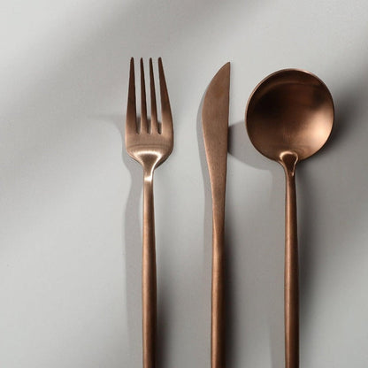 Minimalist Matte Gold Stainless Steel Cutlery Set