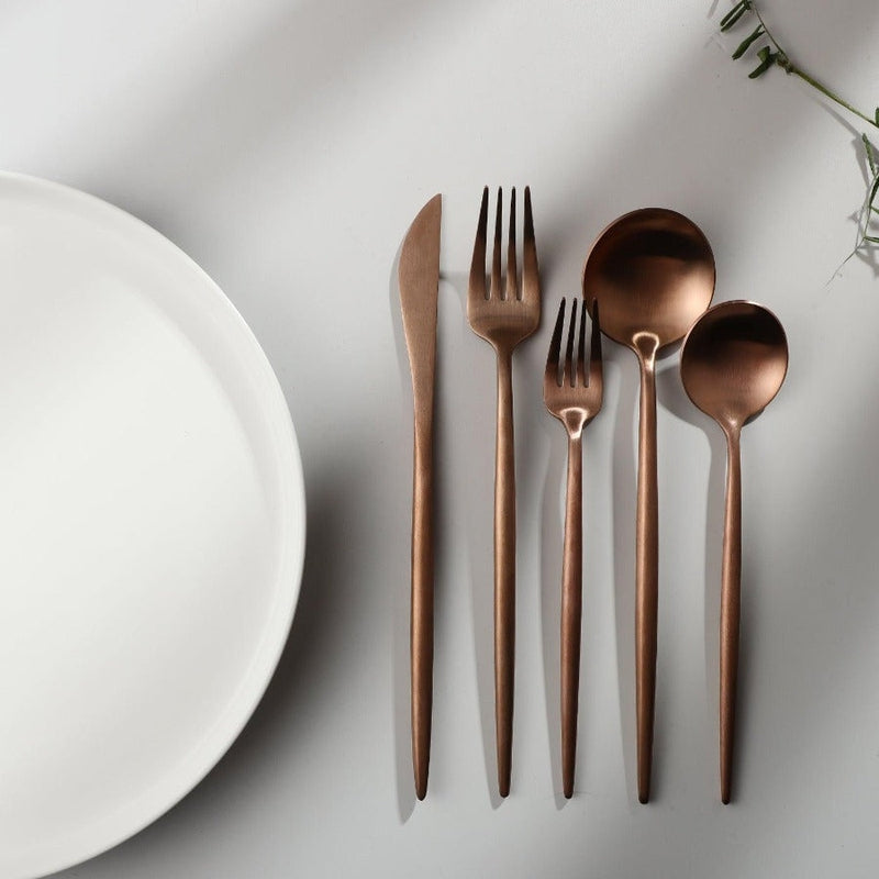Minimalist Matte Gold Stainless Steel Cutlery Set