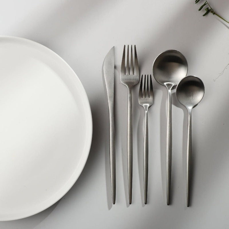 Minimalist Matte Gold Stainless Steel Cutlery Set