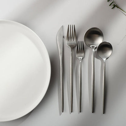 Minimalist Matte Gold Stainless Steel Cutlery Set