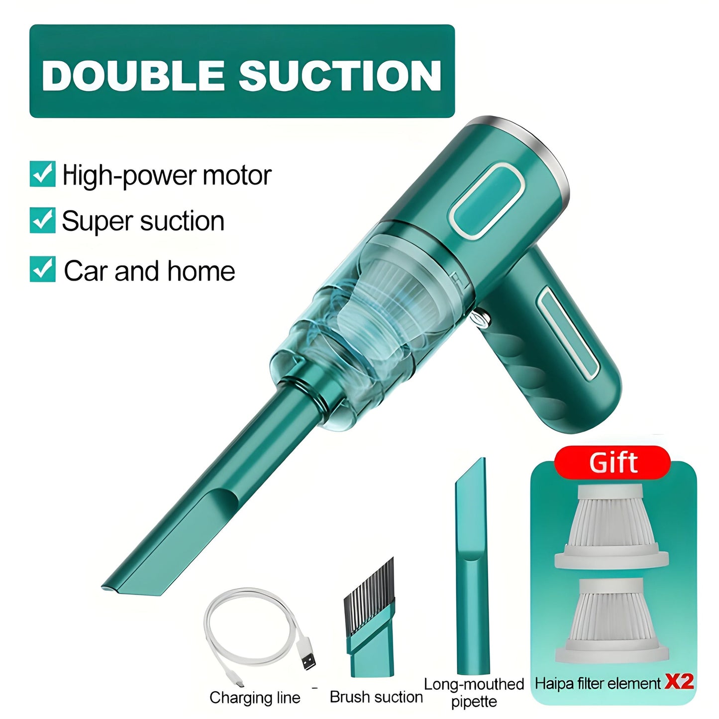 Portable USB Rechargeable Handheld Vacuum Cleaner for Car and Home