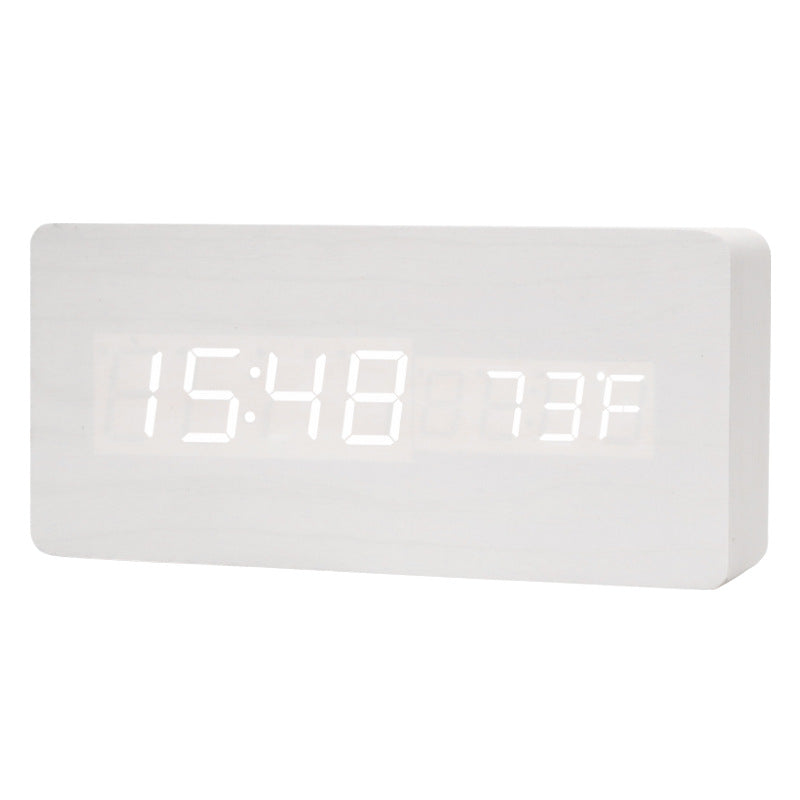 Digital LED Alarm Clock With Voice Control USB Rechargeable Smart Display