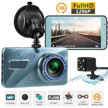 Wireless Front and Rear Dash Cam with Night Vision and 4 Inch Screen