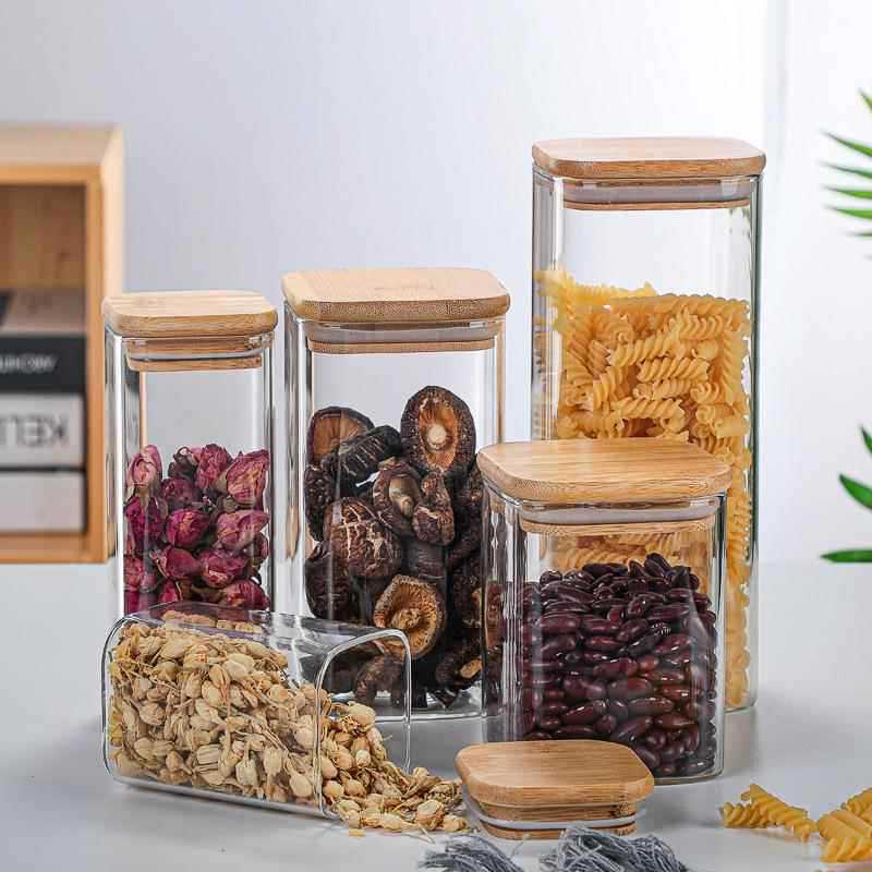 Minimalist Bamboo Lid Glass Storage Jar