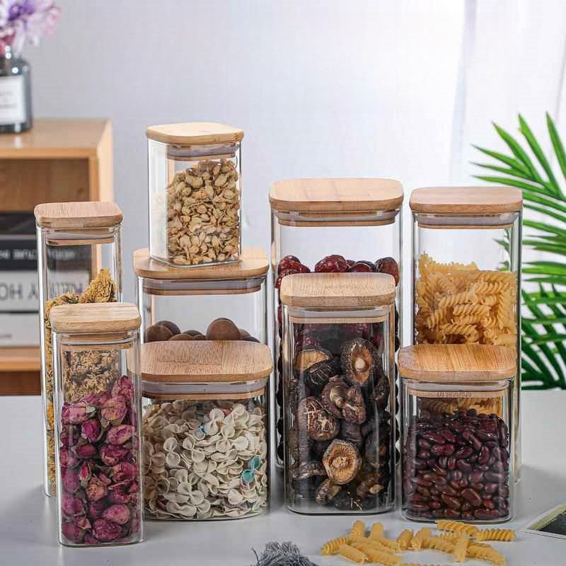 Minimalist Bamboo Lid Glass Storage Jar