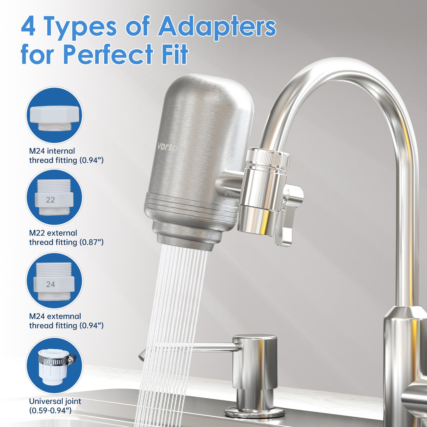 Modern Stainless Steel Faucet Water Filter