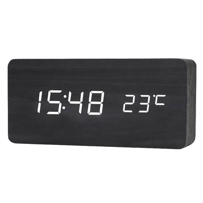 Digital LED Alarm Clock With Voice Control USB Rechargeable Smart Display