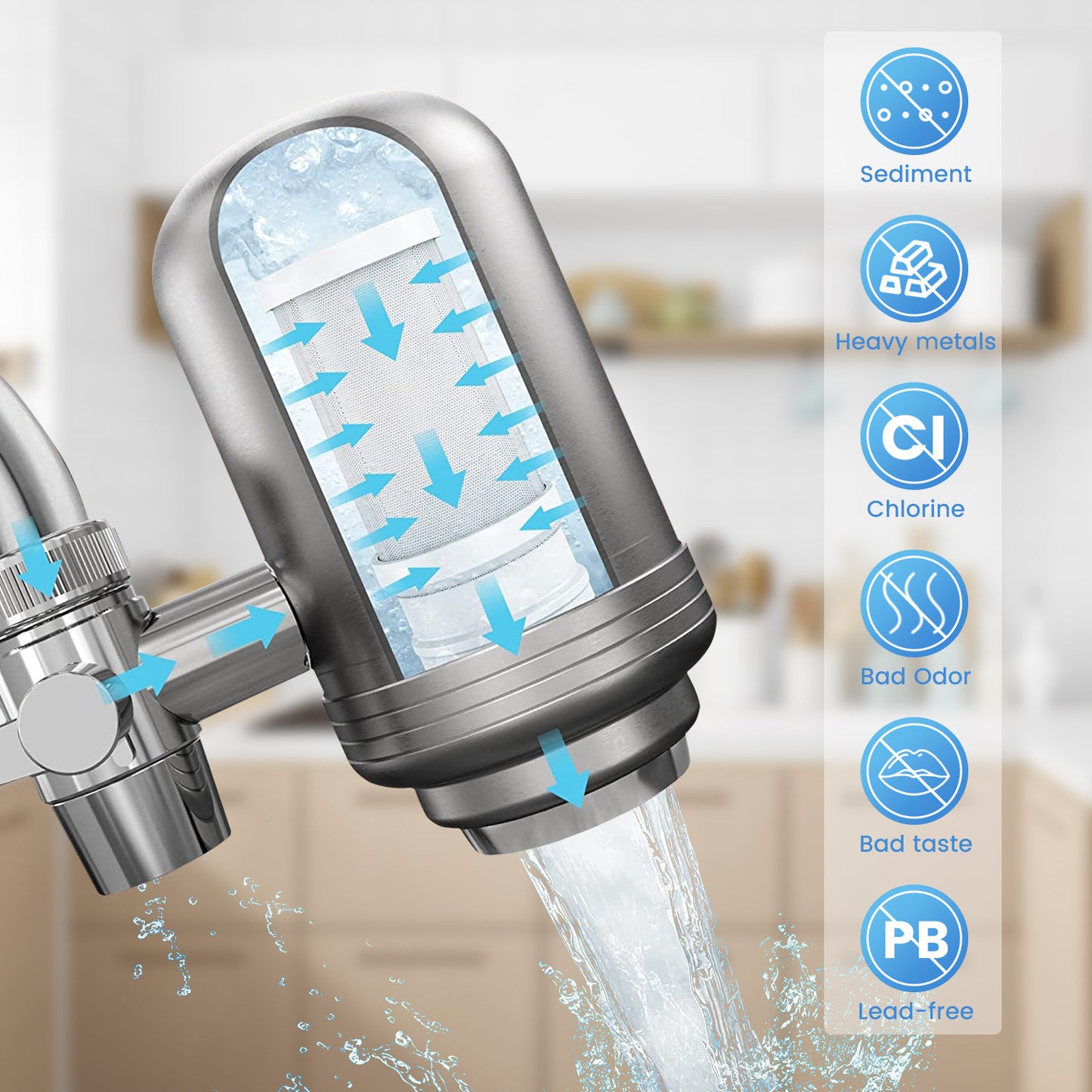 Modern Stainless Steel Faucet Water Filter
