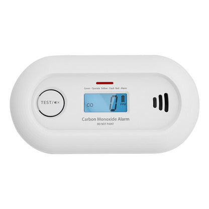 Carbon monoxide alarm with digital display on a white background