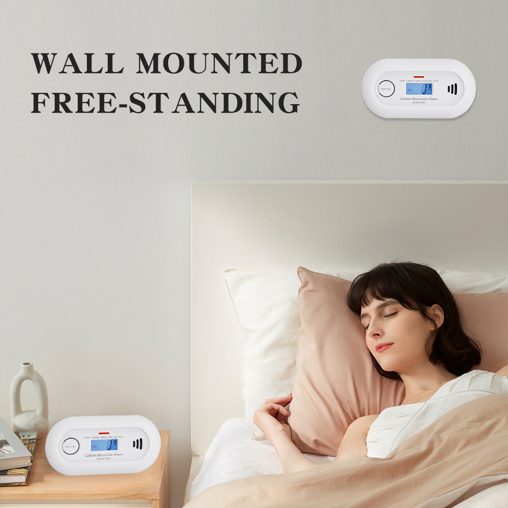 Smart Carbon Monoxide Detector With 10-Year Battery, LCD Display, and Loud Alarm