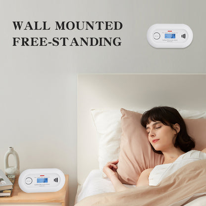 Smart Carbon Monoxide Detector With 10-Year Battery, LCD Display, and Loud Alarm