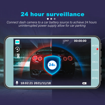 Wireless Front and Rear Dash Cam with Night Vision and 4 Inch Screen
