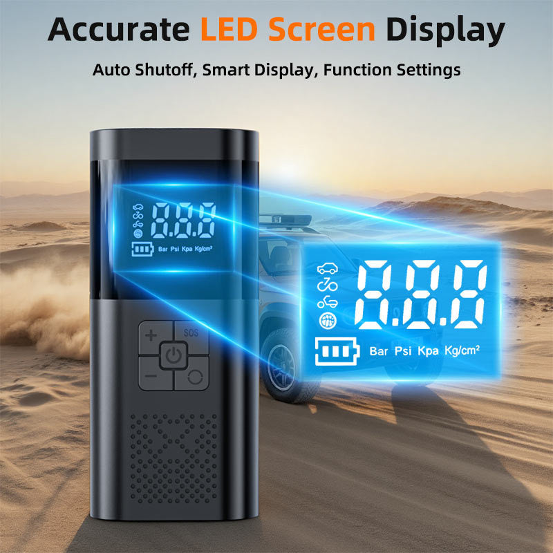 Wireless Portable Tire Inflator with Digital Display and LED Light