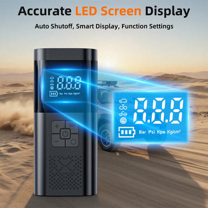 Wireless Portable Tire Inflator with Digital Display and LED Light
