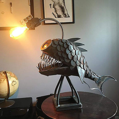 Ocean Creature Desk Lamp Terrifying Anglerfish Design with Warm Light