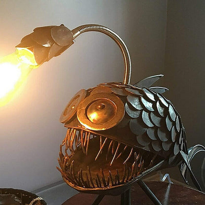 Ocean Creature Desk Lamp Terrifying Anglerfish Design with Warm Light