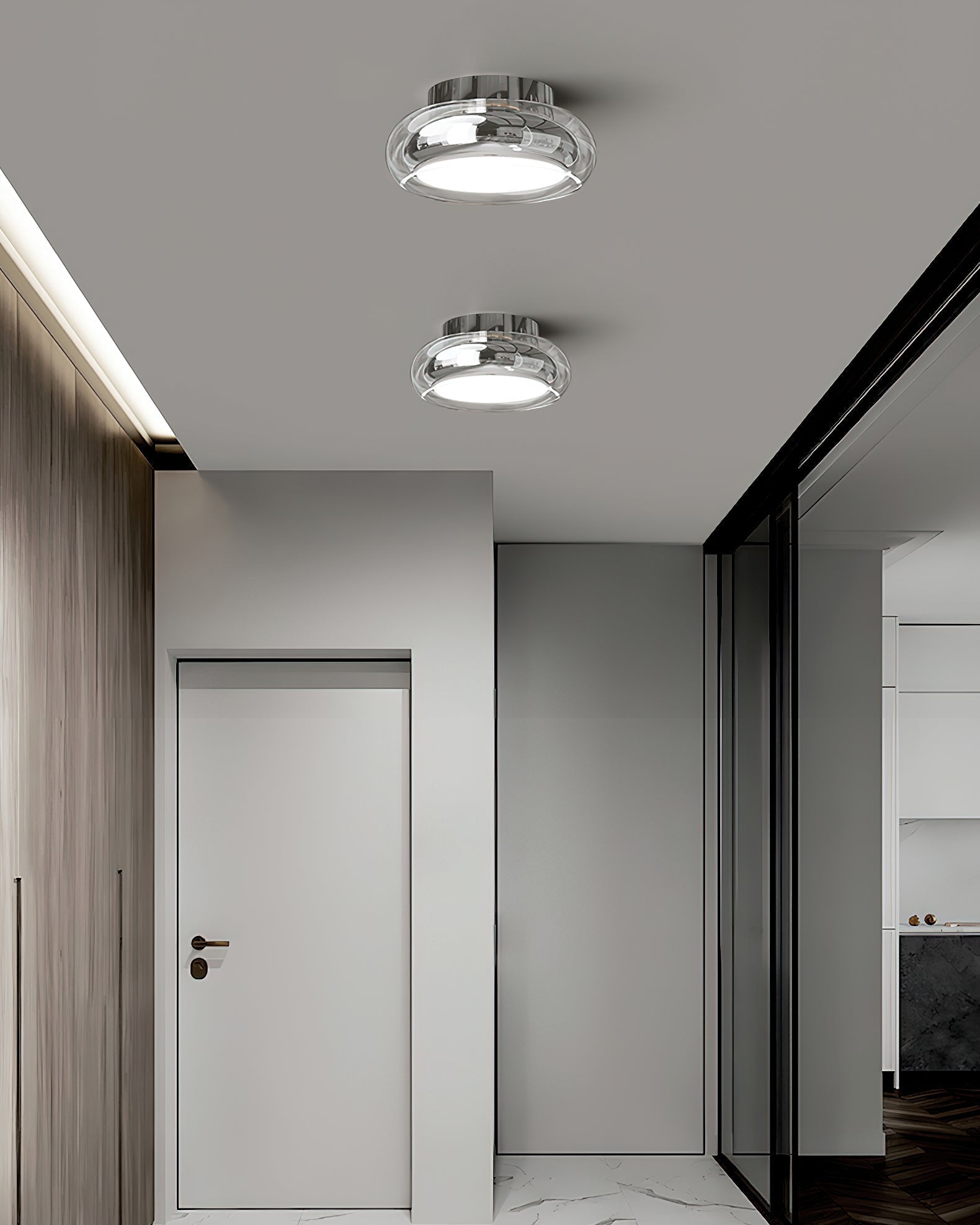 Minimalist Chrome Glass Ceiling Light