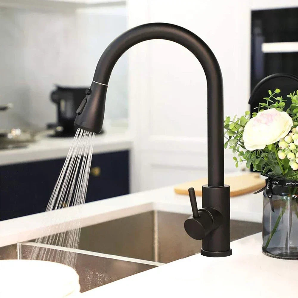 High-Arc Kitchen Faucet With Pull-Out Sprayer For Flexible Cleaning