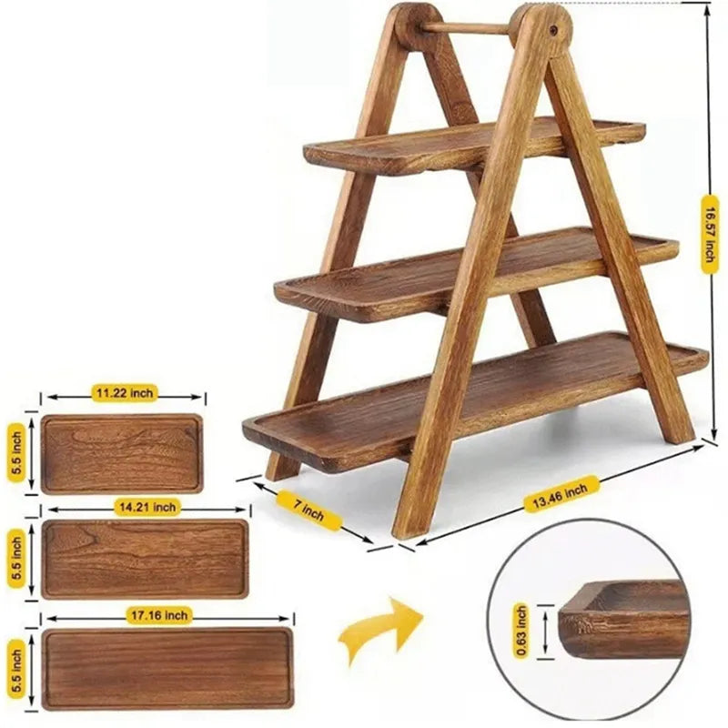 Rustic Wooden Tiered Serving Tray