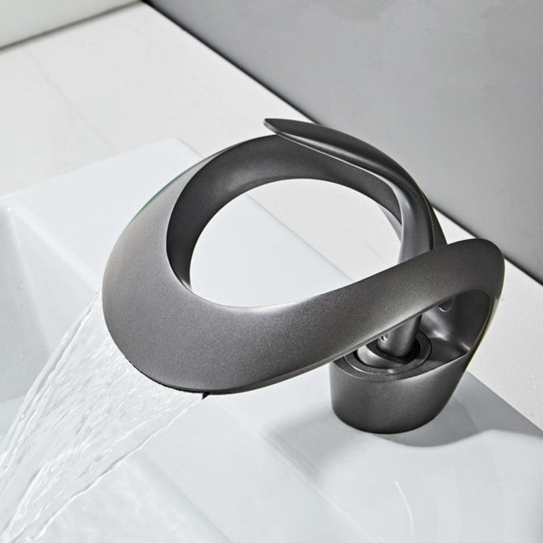 Modern Curved Metal Bathroom Faucet