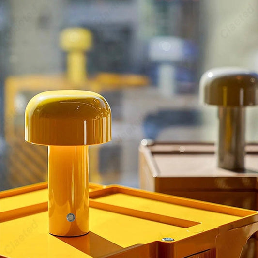 Glossy Yellow Mushroom Table Lamp with Touch Control
