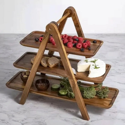 Rustic Wooden Tiered Serving Tray