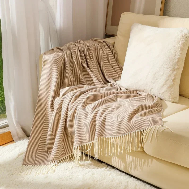 Nordic Striped Cotton Throw Blanket