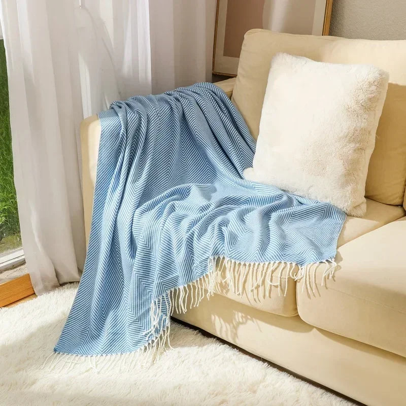 Nordic Striped Cotton Throw Blanket