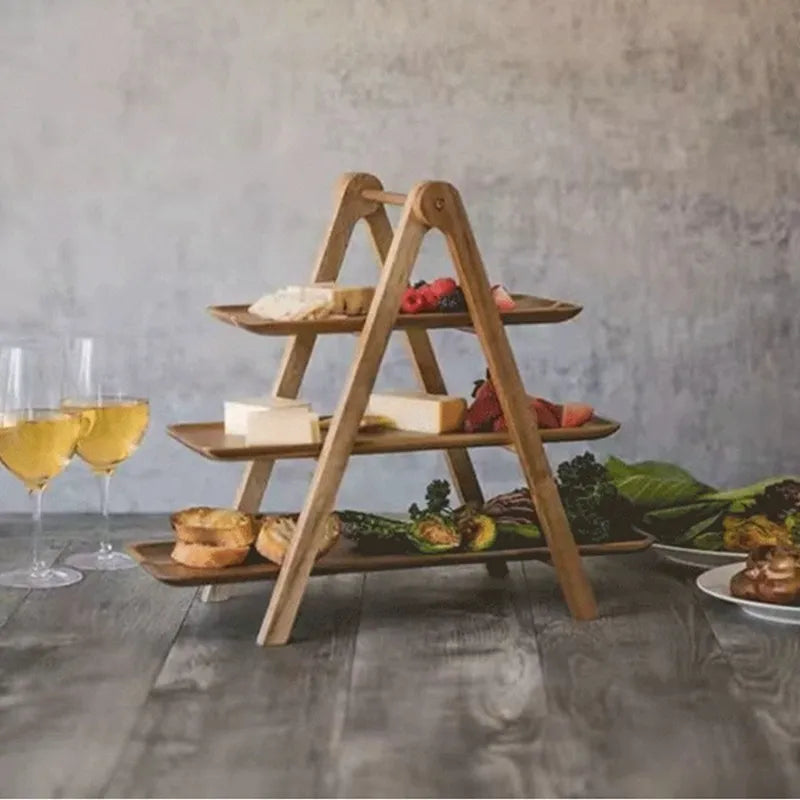 Rustic Wooden Tiered Serving Tray