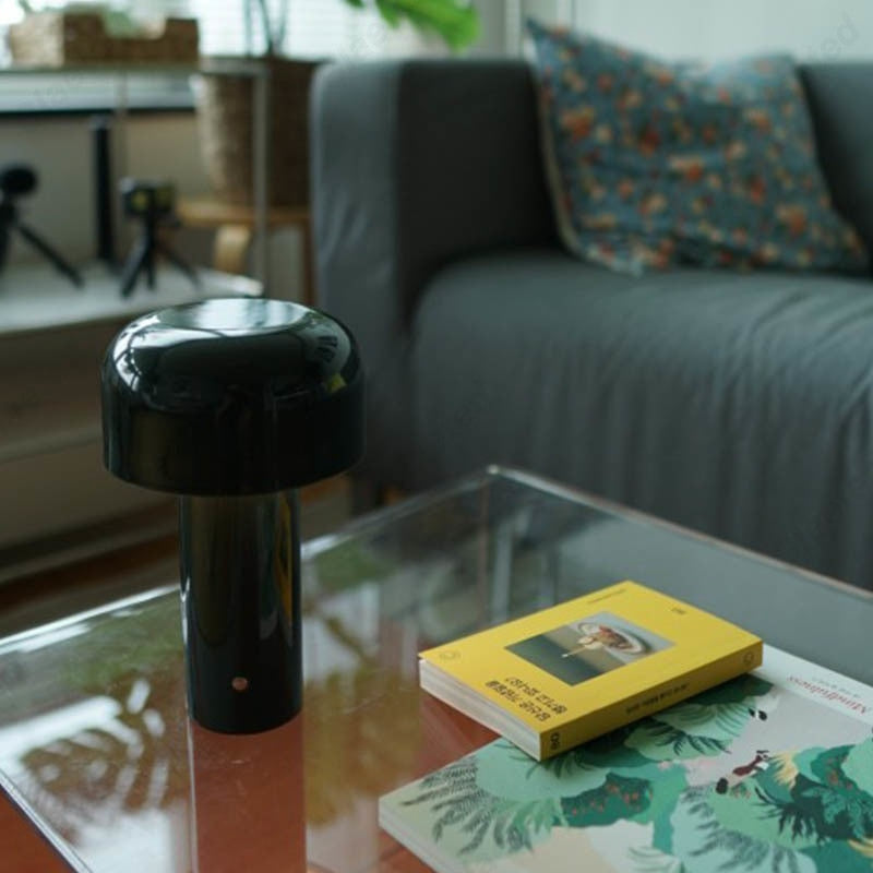 Glossy Yellow Mushroom Table Lamp with Touch Control