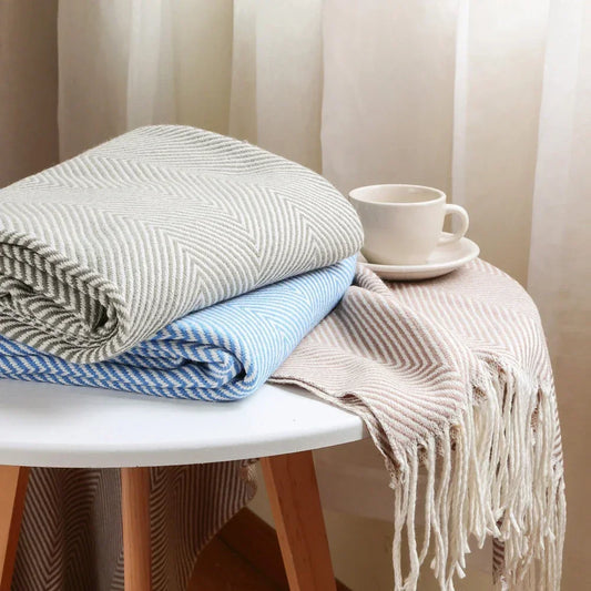 Nordic Striped Cotton Throw Blanket