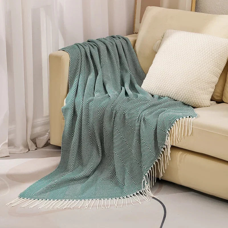 Nordic Striped Cotton Throw Blanket
